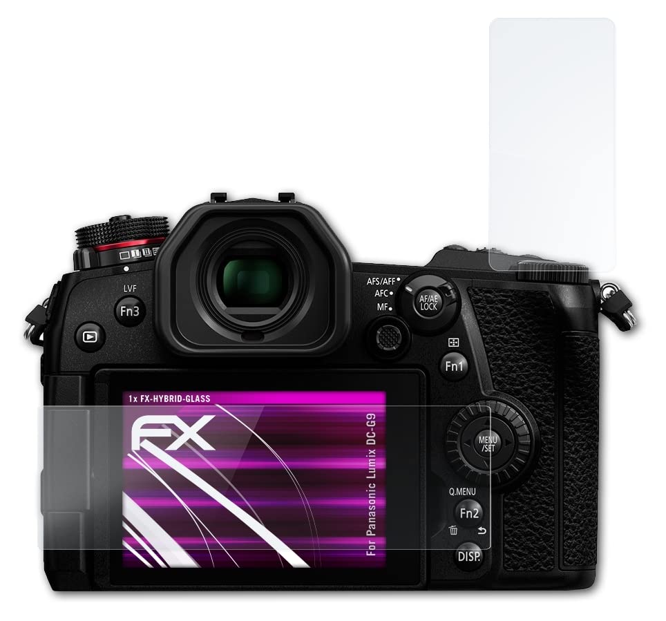 atFoliX Plastic Glass Protective Film compatible with Panasonic Lumix DC-G9 Glass Protector, 9H Hybrid-Glass FX Glass Screen Protector of plastic (Set of 1)