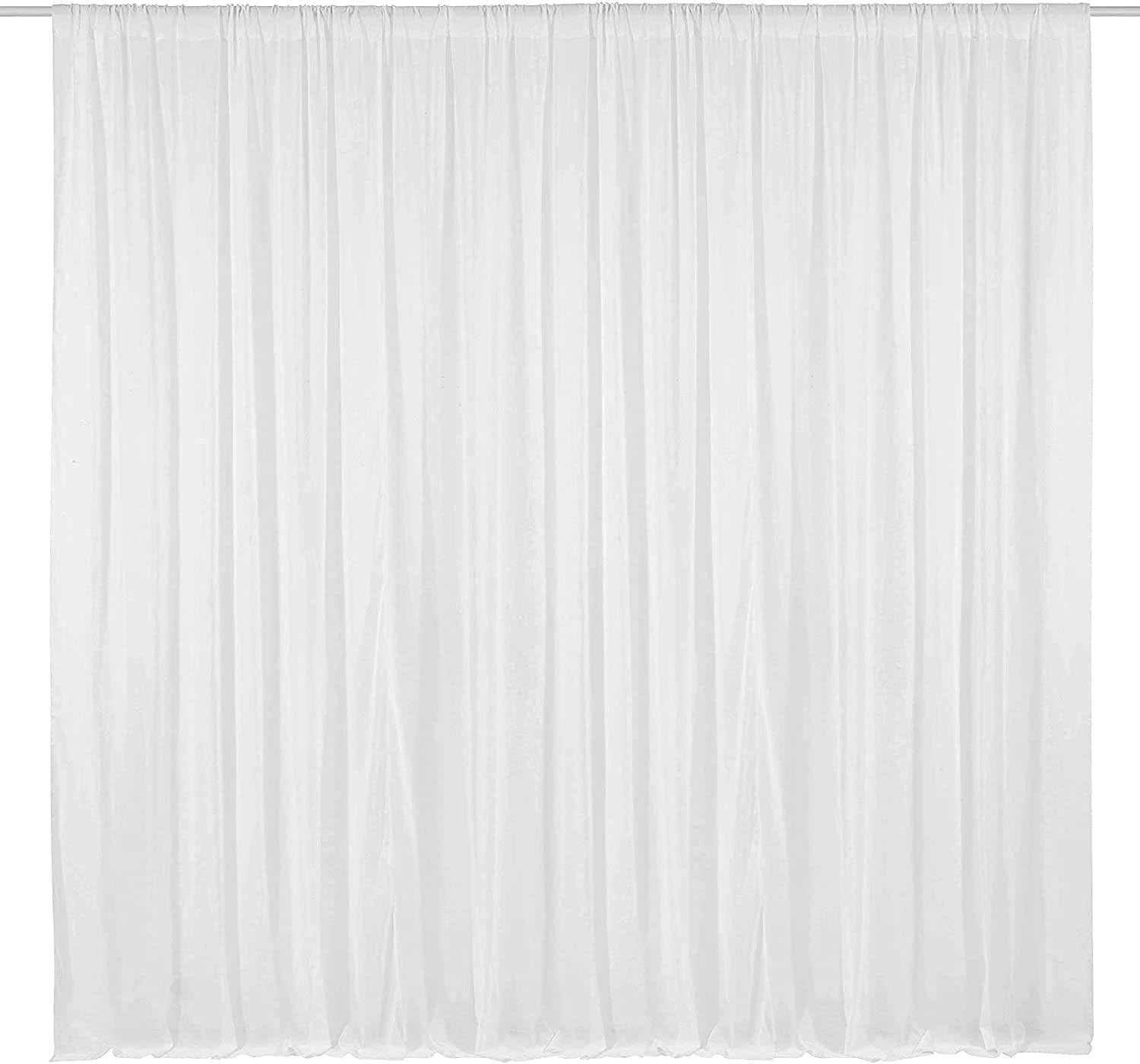AK Trading Rideaux en Mousseline de Soie pour événements de Mariage et décoration - Rideaux drapés de Toile de Fond (292,1 x 304,8 cm, Blanc)