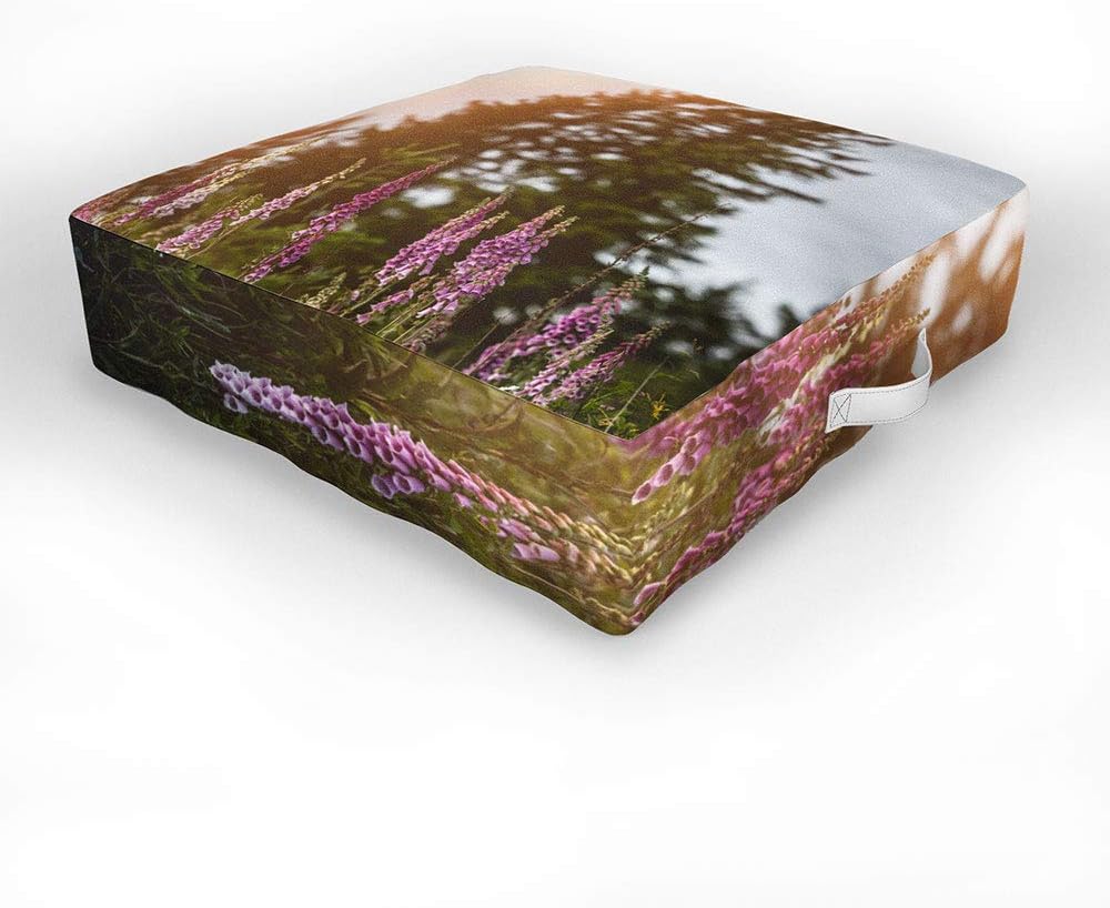 Society6 Nature Magik Wildflower Summer Adventure Outdoor 26" x 26" Polyester Floor Cushion, Water Resistant, UV Protected