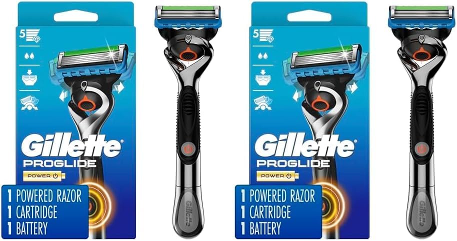 Gillette ProGlide Power Razor for Men, 1 Gillette Power Razor Handle + 1 Blade Refill (Pack of 2)