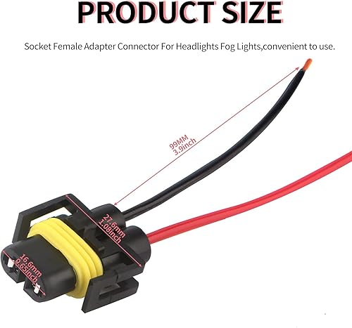 Miniatura 4 de H8 H11 880 881 Adaptador de enchufe macho Conector Arnés de cableado y adaptador hembra Arnés de cableado Cables compatibles con faros o luces