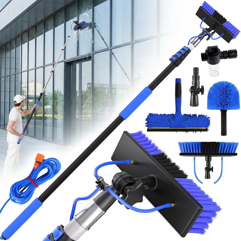 20FT Water Fed Pole Cleaning Kit, 2‑in‑1 Solar & High Window Tool