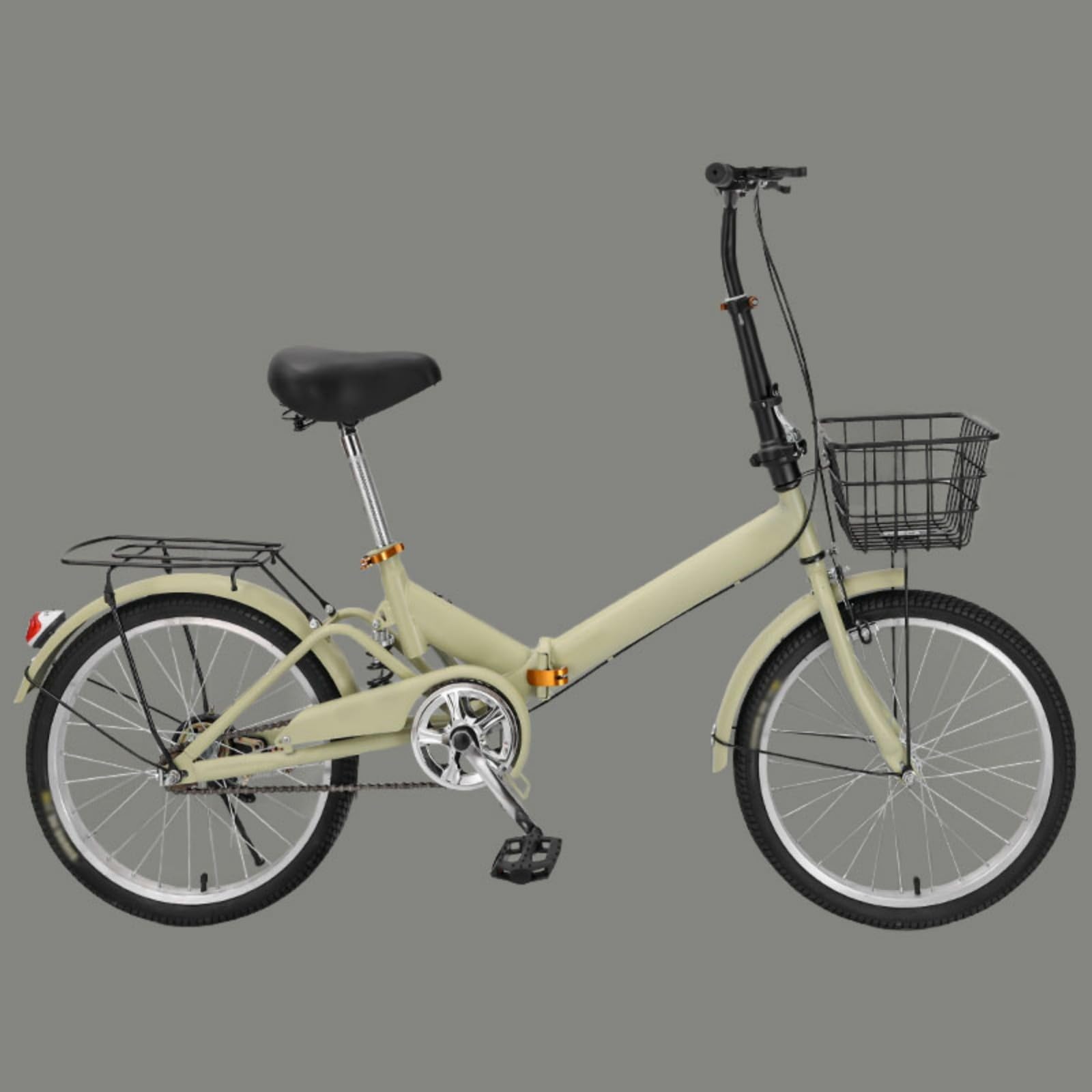 Vélo Pliant 20 Pouces en Acier à Haute teneur en Carbone pour Hommes et Femmes, monovitesse sans Suspension, Format Compact Une Fois plié, Compatible avec la Plupart des coffres de