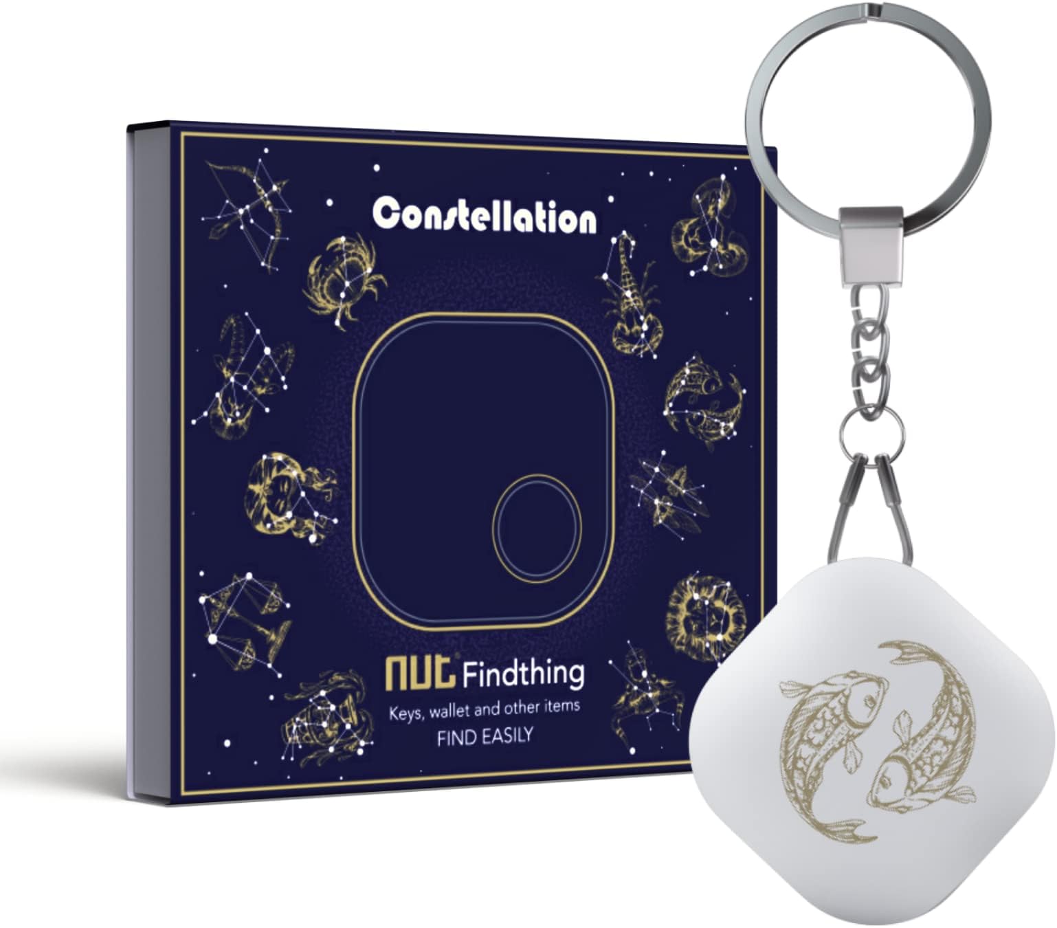 Keys Finder Constellation 1Pack Pisces - Item Locator Bluetooth Tracker for Keys Pet Wallets or Backpacks and Tablets - Water Resistant with Replaceable Battery