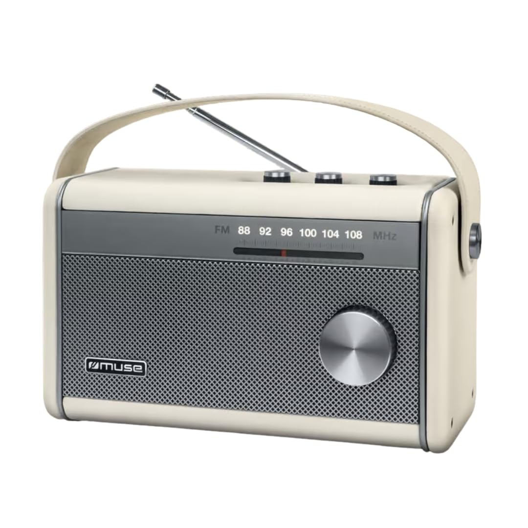 Muse M-098 SC Radio Bluetooth Portable, Radio FM, Puissance de Sortie 10 W, antenne télescopique FM, Affichage de fréquence Lumineux, USB-C, Prise Casque, Radio à Batterie, Bloc d'alimentation Inclus