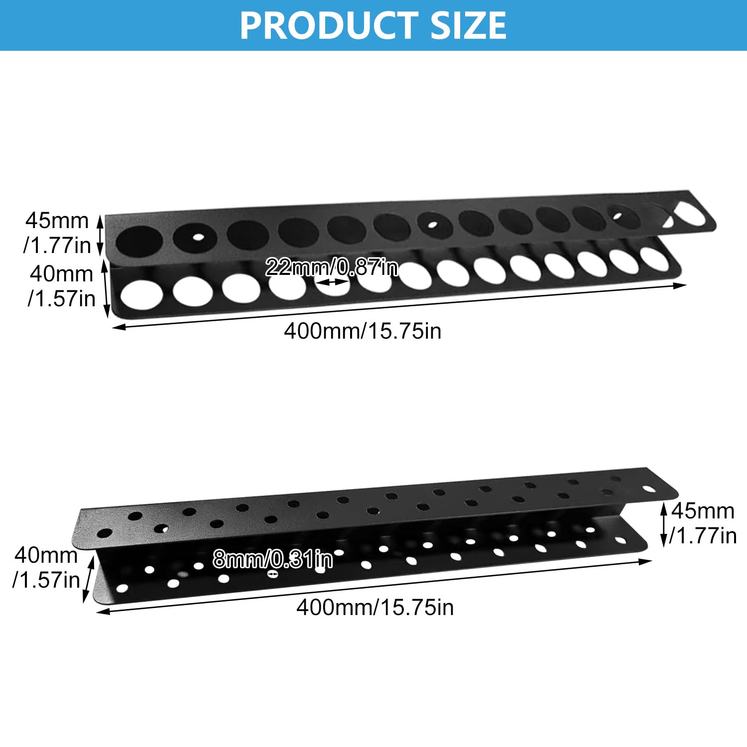 2 Pezzi Set Porta Attrezzi da Parete, Porta Pinze da 40 cm e Porta Cacciavite da 40 cm, in Acciaio al Carbonio, per Organizzare Officina, Capannone, Garage (Nero)