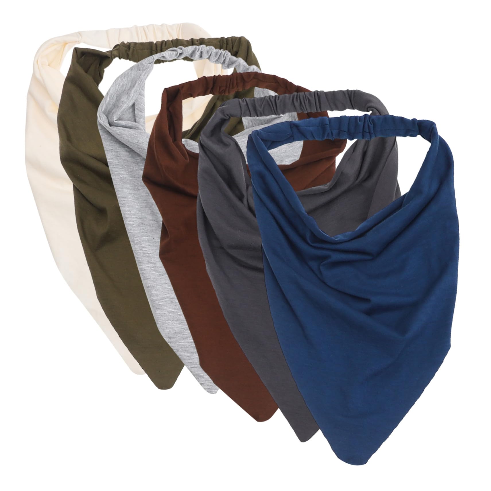 Bandana Triangulaire Élastique pour Cheveux, Coton Polyester, Lot de 6