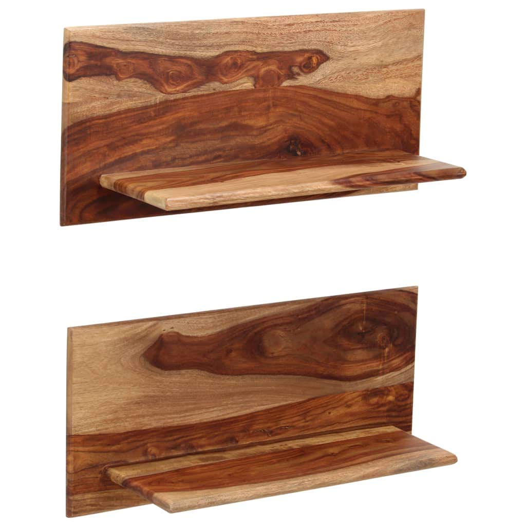Mensole in Legno Massello di Acacia 2 Pezzi Mensole da Parete 58x26x20 cm per Libri Decorazioni Rustiche Manufatto Artigianale per Soggiorno Bagno Cucina