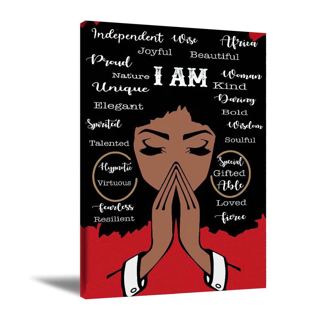 SunRain Arts African American Black Girl Motivational Black Queen Girl Portrait African American Wall Art For Living Room Bedroom Office Unframed