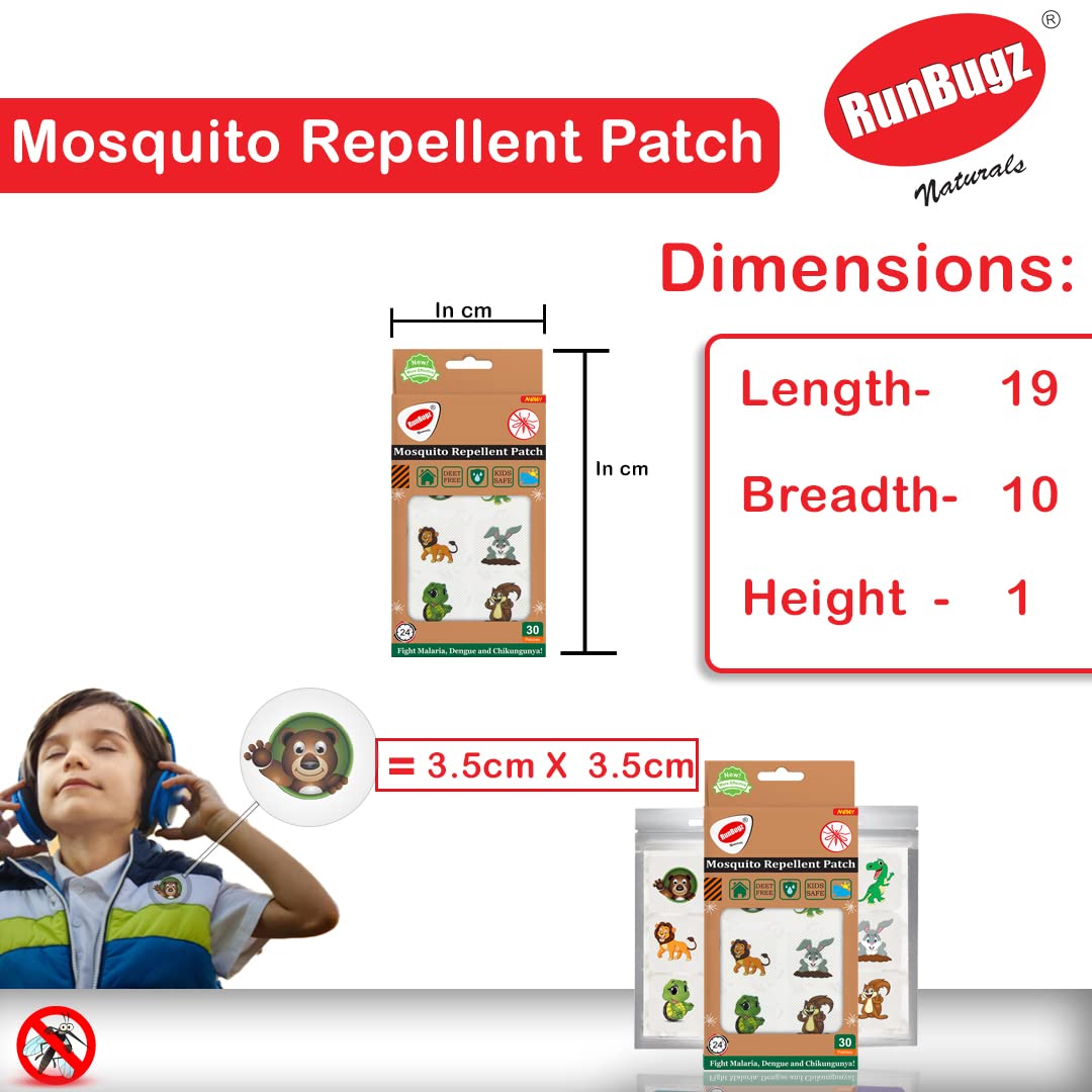 RunBugz 100% Natural Mosquito Repellent Cute Animal Patches For Kids - 30 Patches - Pack of 2 - Deet-Free - Waterproof Patches for Babies with 24 hrs Protection from Dengue, Malaria, Chikungunya 3