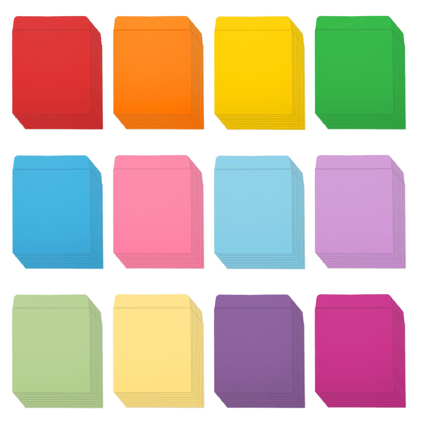 120 Pieces Library Card Pockets 12 Colors Library Card Envelopes with 120PCS Removable Adhesive Dots for School Office Public Library Books