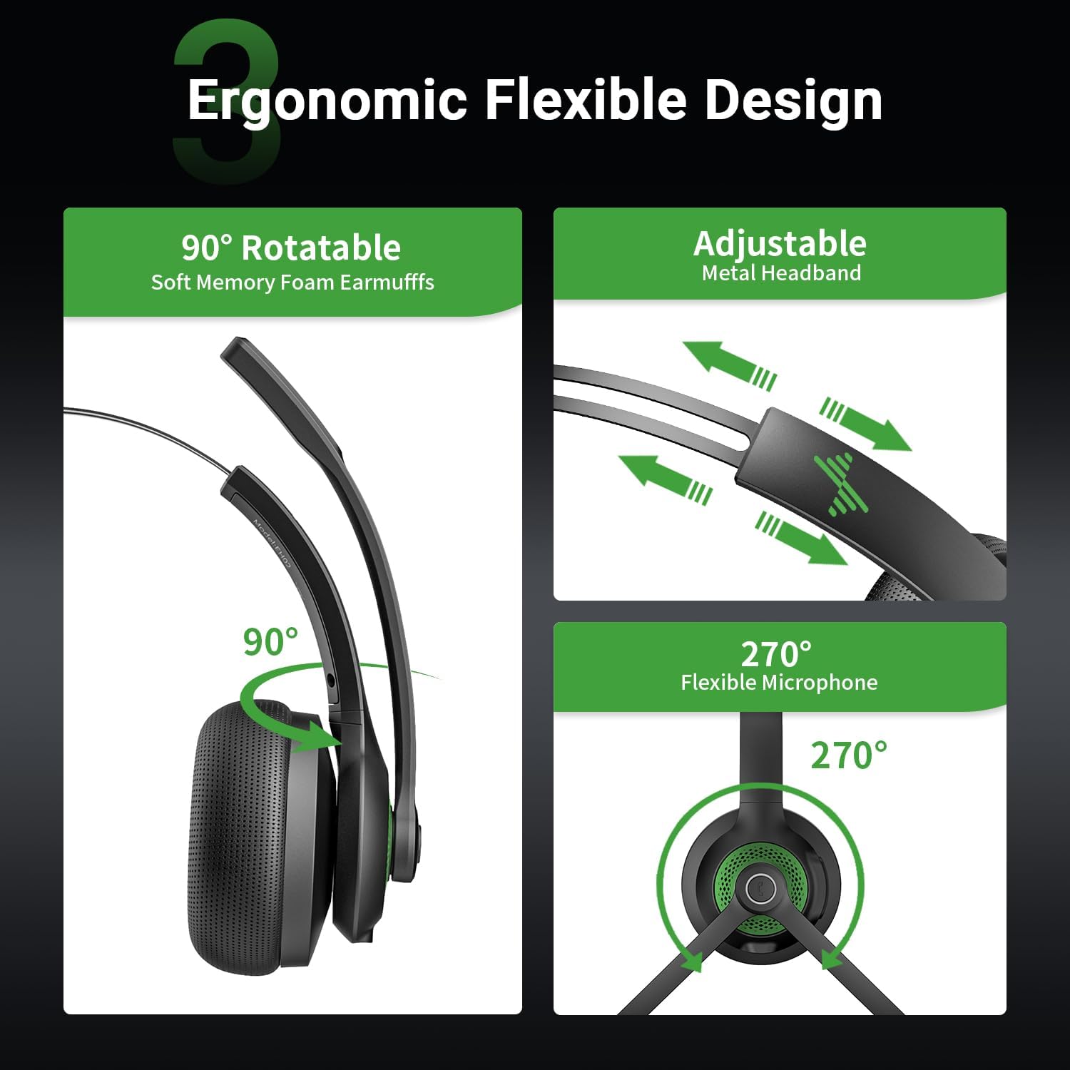 JIAMQISHI Wireless Headset with Mic for Work, Clear Call, Bluetooth 5.2 Headphones with USB Dongle & Mic Mute Function, Special Charging Base, Applicable to PC, Laptop, Phone, Android, Zoom, Office