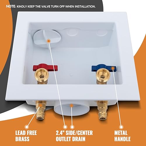 Miniatura 8 de SUNGATOR Pex A - Caja para lavadora, entrada de expansión Pex A de 1/2 pulgada x salida MHT de 3/4 pulgadas, caja de salida de lavandería para