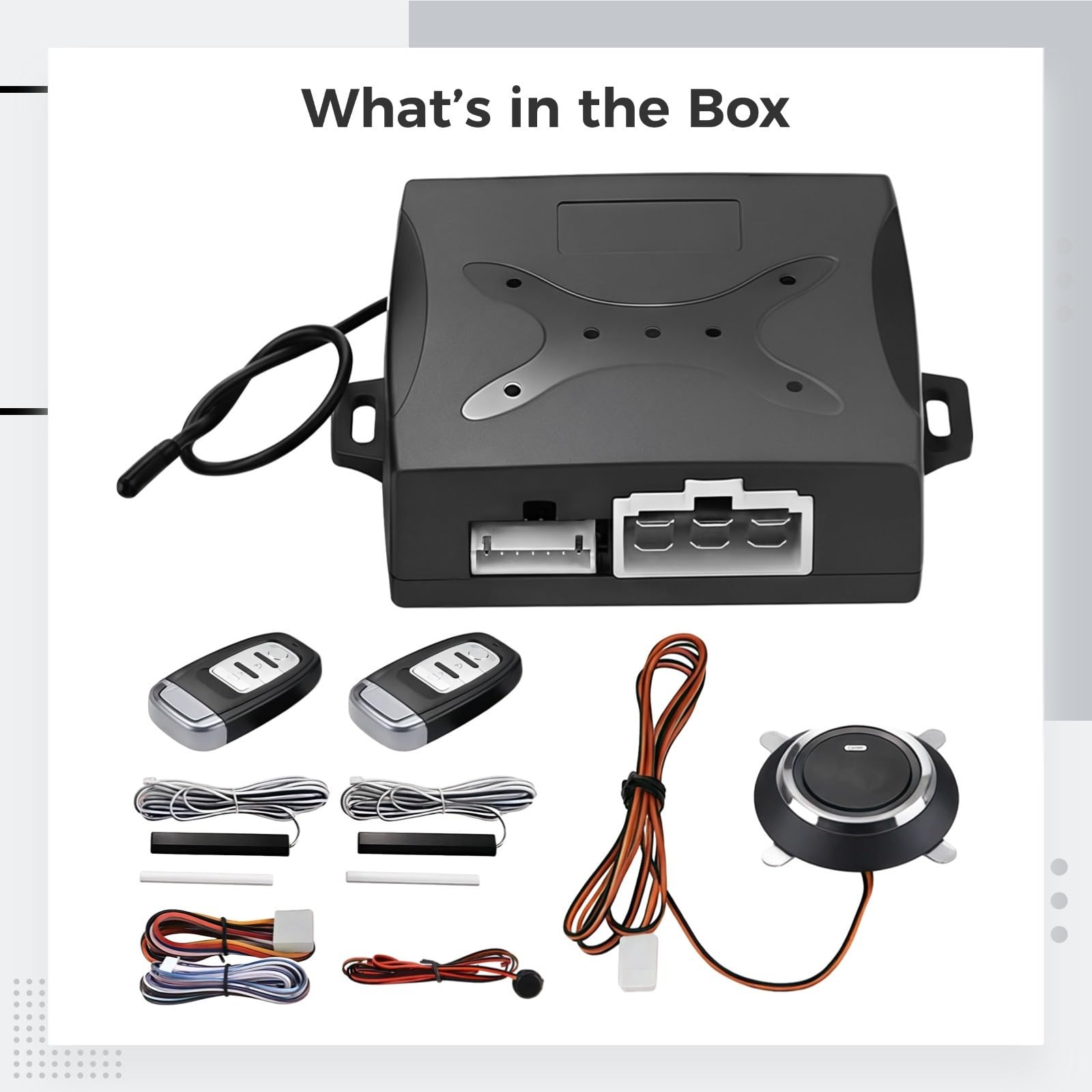 Sistema de alarma de arranque sin llave para coche con control remoto, ajuste universal para vehículos de 12 V, kit de encendido de plástico, seguridad de arranque, fácil de instalar, 6.9 x 5.7 x 2.8