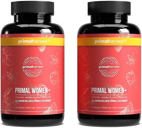 Primal Harvest Multivitamínico para mujeres Vitamina A, vitamina C, vitamina D y E, vitamina B12, B6, biotina, suplementos de zinc, 30 cápsulas