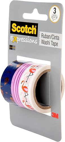 Miniatura 3 de Scotch Expressions - Cinta washi, 3 rollos, tamaños surtidos, ideal para decoración y manualidades (C1017-3-P31)