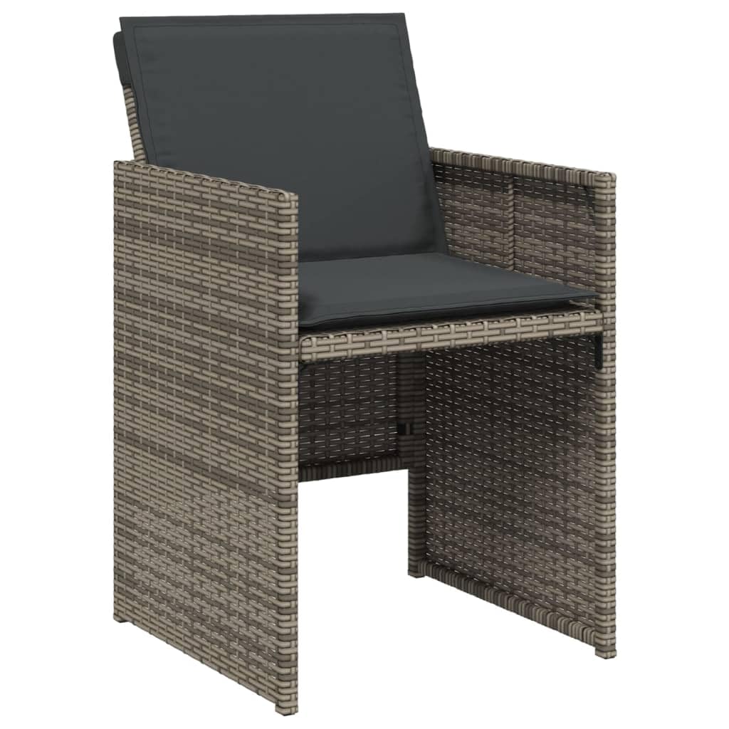 Juego de 4 sillas de jardín con cojín de ratán gris, respaldo plegable y funda extraíble para una fácil limpieza, acolchado cómodo y marco de acero resistente