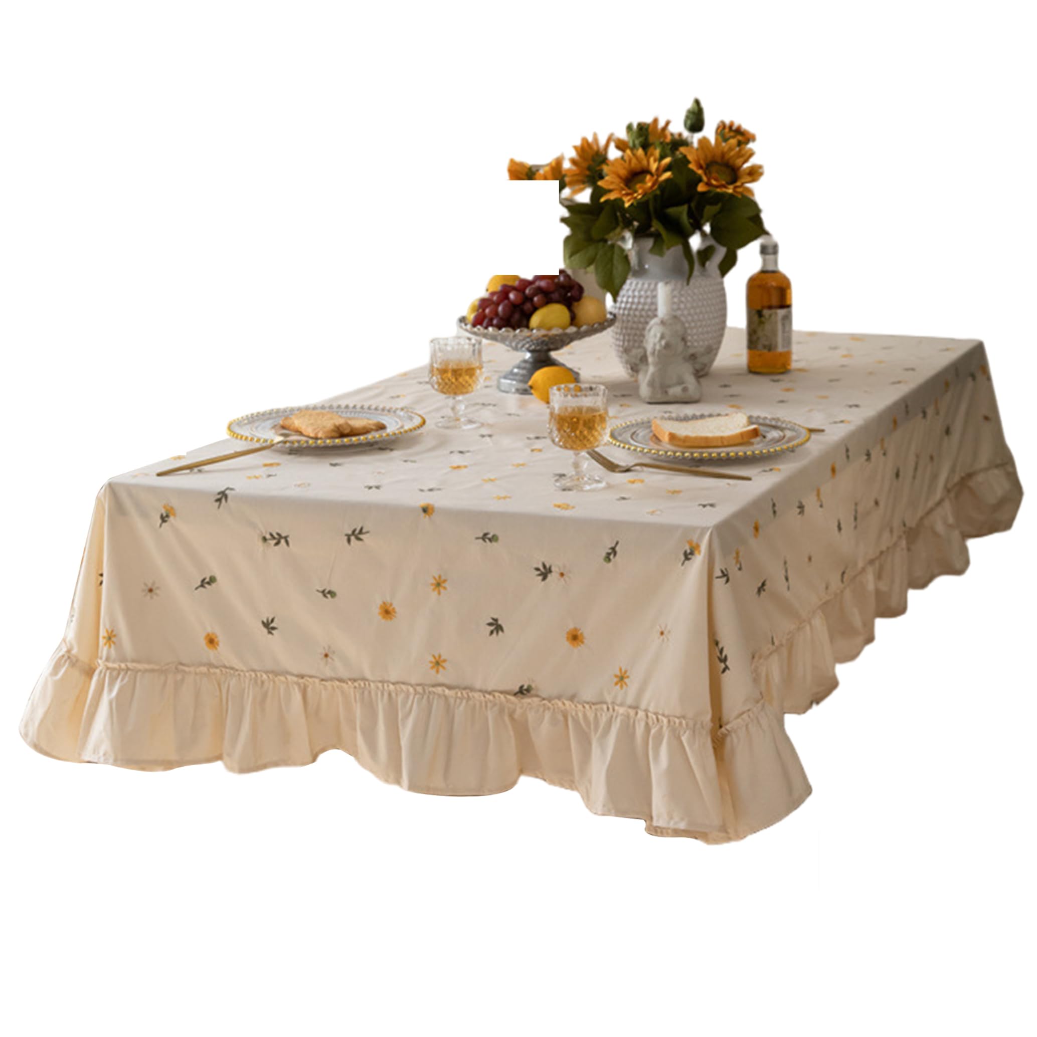 Nappe rectangulaire en coton champêtre pour repas de ferme