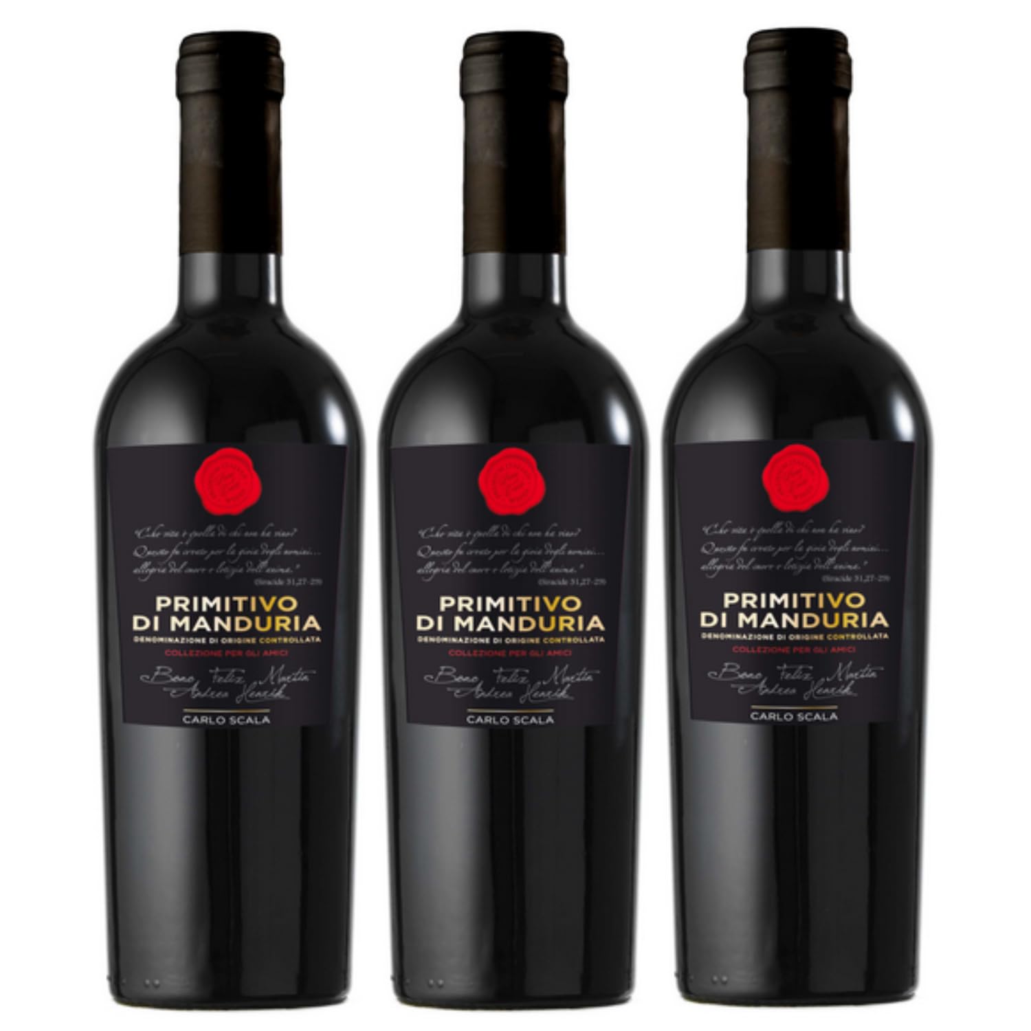 Carlo Scala - Primitivo di Manduria DOC Primitivo Rotwein Italien rot trocken inkl. FeinWert E-Book (3 x 0,75l)