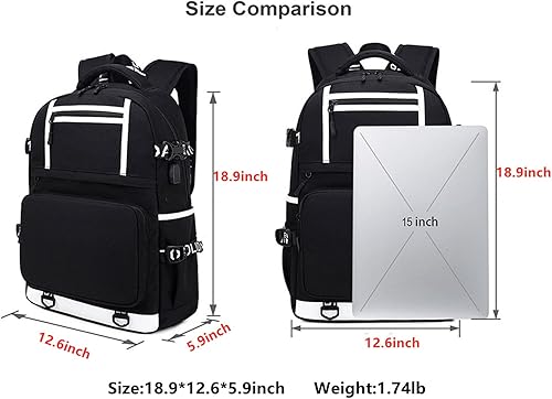 Miniatura 3 de Al-Nassr FC - Mochila para laptop con puerto de cargador USB, mochila casual Cristiano Ronaldo, mochila gráfica CR7, Azul 2, Mochilas Daypack