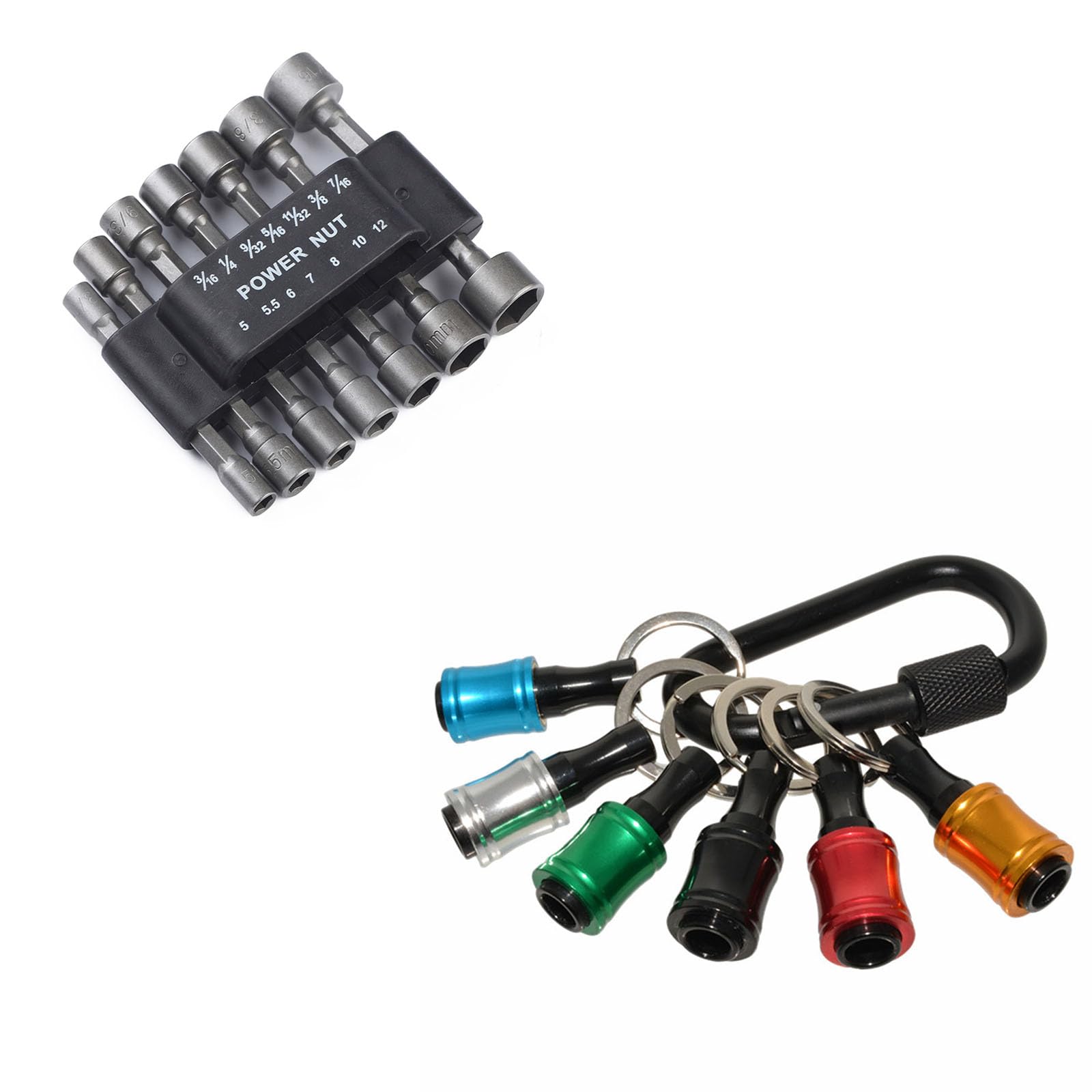 Hdoytxxm 1 / 4Inch Hexagon Shank Aluminum Screwdriver Bits Holder Extension Rod Drill Screw Adapter Changing Keychains Portable Power Nut Driver Set