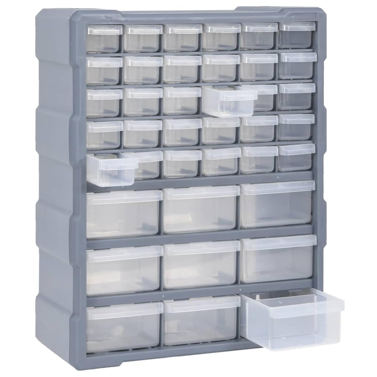 Homgoday Organizer Multi-Cassetti per Garage e Officina, 39 Cassetti in Plastica Resistente, Grigio, Dimensioni 38x16x47 cm, Ideale per Utensili e Accessori