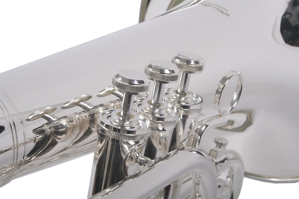 Marching Bariton in B, Basstrompete, versilbert, Edelstahl Ventile