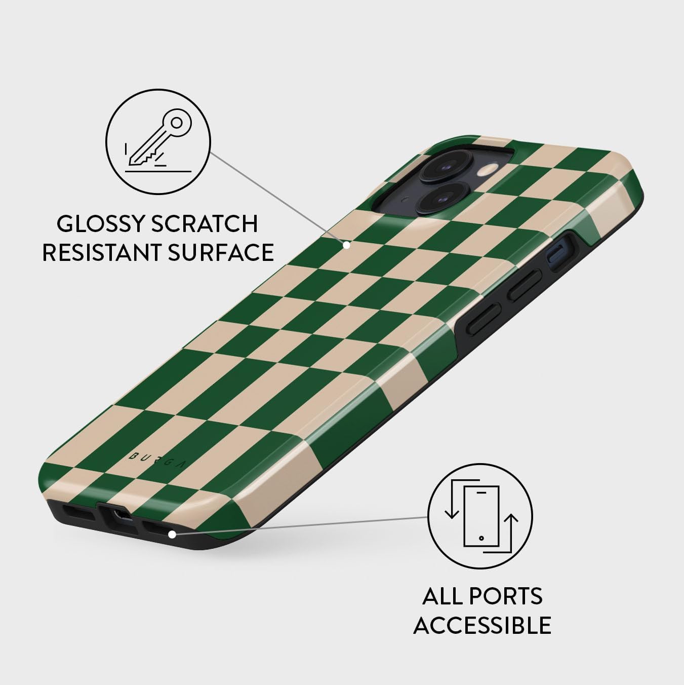 BURGA Unisex Phone Case for iPhone 14 – Dual-Layer Hybrid Design with Shock-Absorbing TPU & Durable Exterior, Scratch-Resistant Finish and Raised Bezel Edge for Screen Protection & Daily Use