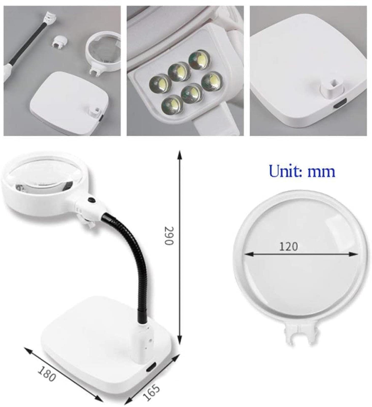 Lupa de Escritorio 10x con luz LED, Lupa para Personas Mayores Que leen, teléfonos móviles, reparación electrónica, inspección, Sellos de identificación.
