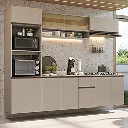 Armário de Cozinha Completa 260 cm Suspenso Crema Nice Madesa 14