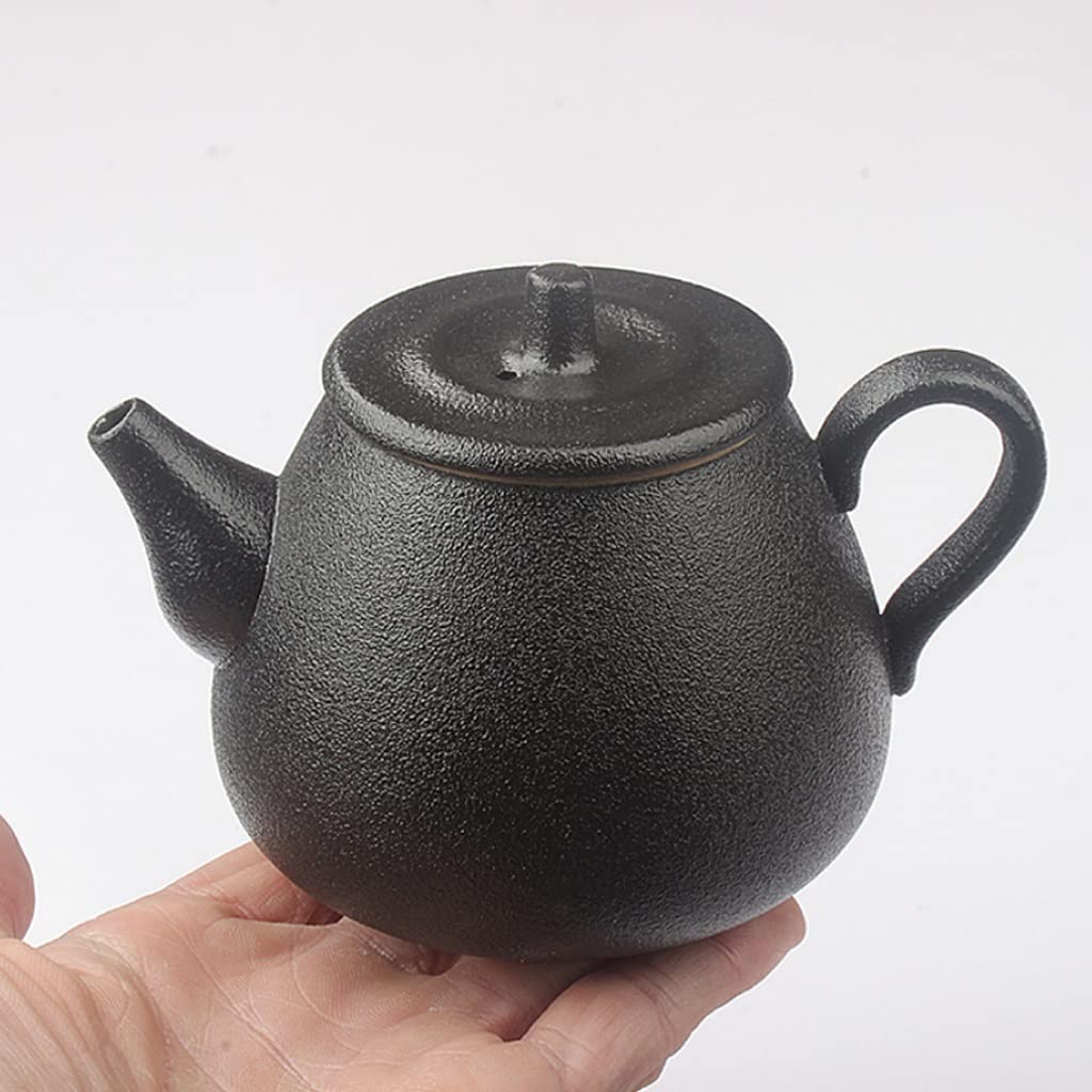 Hervidor Para Estufa 210 Ml Tetera De Estilo Japonés Tetera De Cerámica Tetera Para El Hogar Juego De Té De Kung Fu De Cerámica Negra Olla Individual Para Acampar Olla Retro Suministros De Cocina Tet
