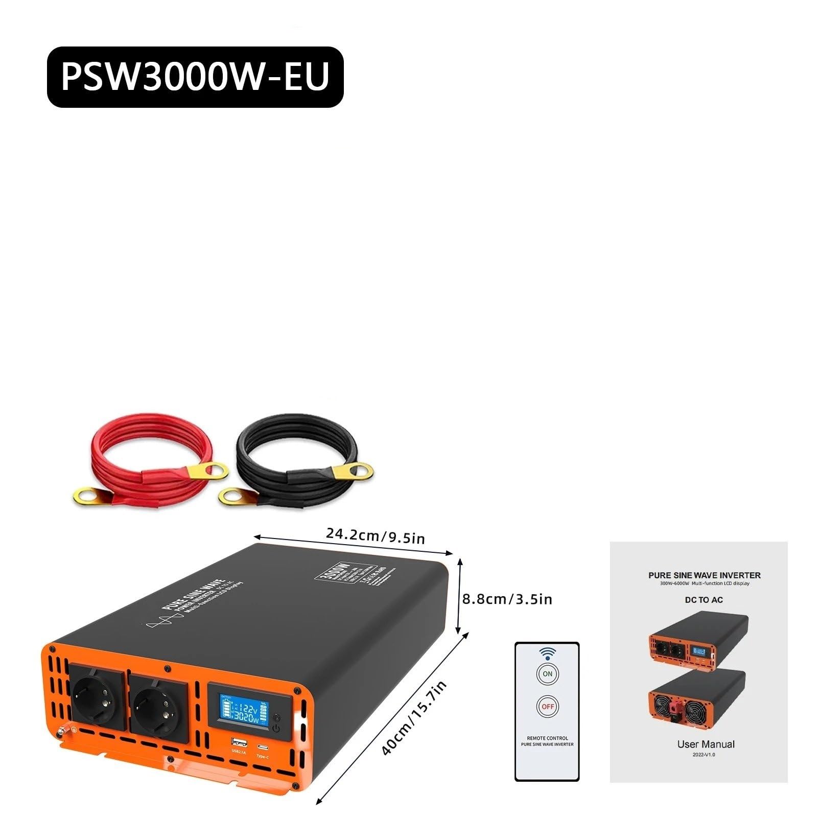Convertitore Corrente Inverter A Onda Sinusoidale Pura Da 3000 W Ad Alta Potenza 12V 24V 36V 48V 60V A 230V Con Spina UE Supporto Per Controllo Remoto