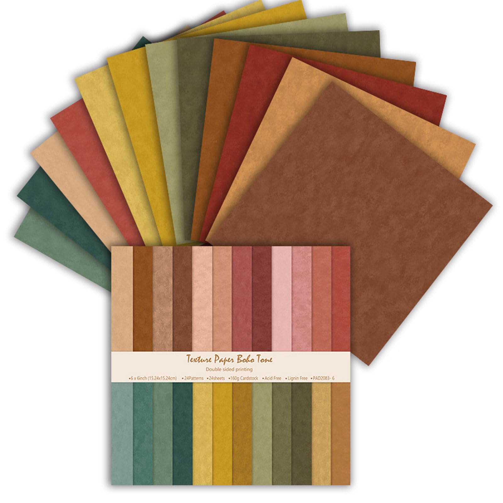 MerwDeeyt Scrapbook Papier 24 Blat Buntes Muster Bastelpapier, Doppelseitiges Blumen Motivpapier Vintage Dekopapier für Journal Scrapbooking Fotoalbum Dekoration (Bunt 5, 15,2 x 15,2 cm)