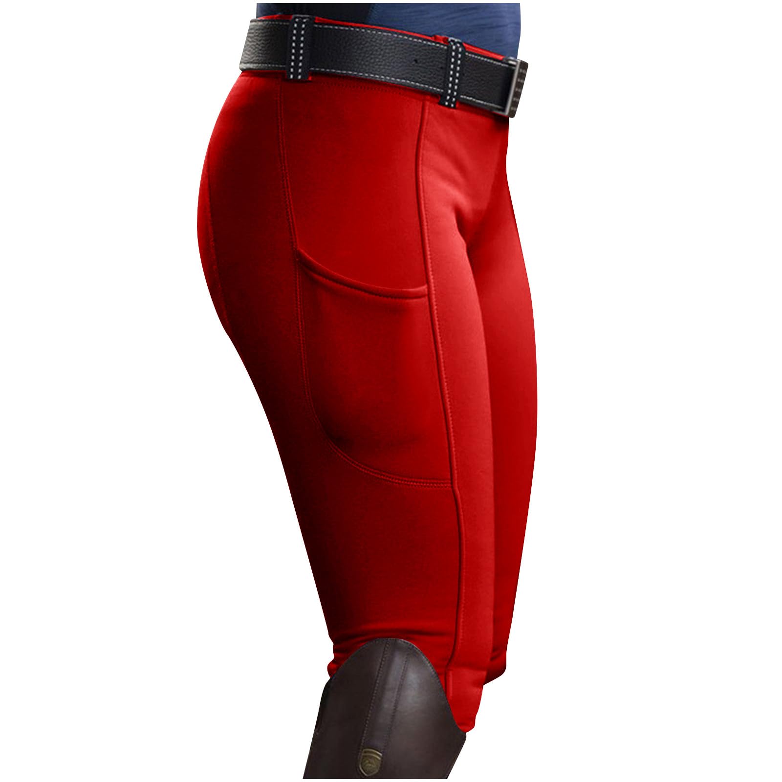 Oplxuo Womens Horse Riding Pants High Waisted Stretch Equestrian Breeches Horseback Schooling Tights with Side Pockets
