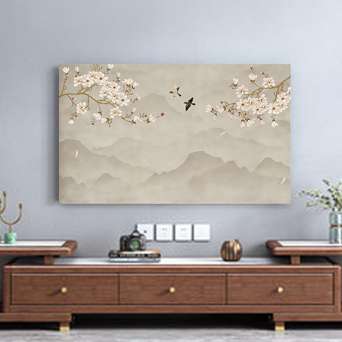 Colorful Floral Pattern TV Dust Cover Display Protection Cover For Curved Screen Desktop Wall Mounted Monitor Screen Protector Bedroom Decoration(Size:47-50IN(W116xH67CM),Color:C)