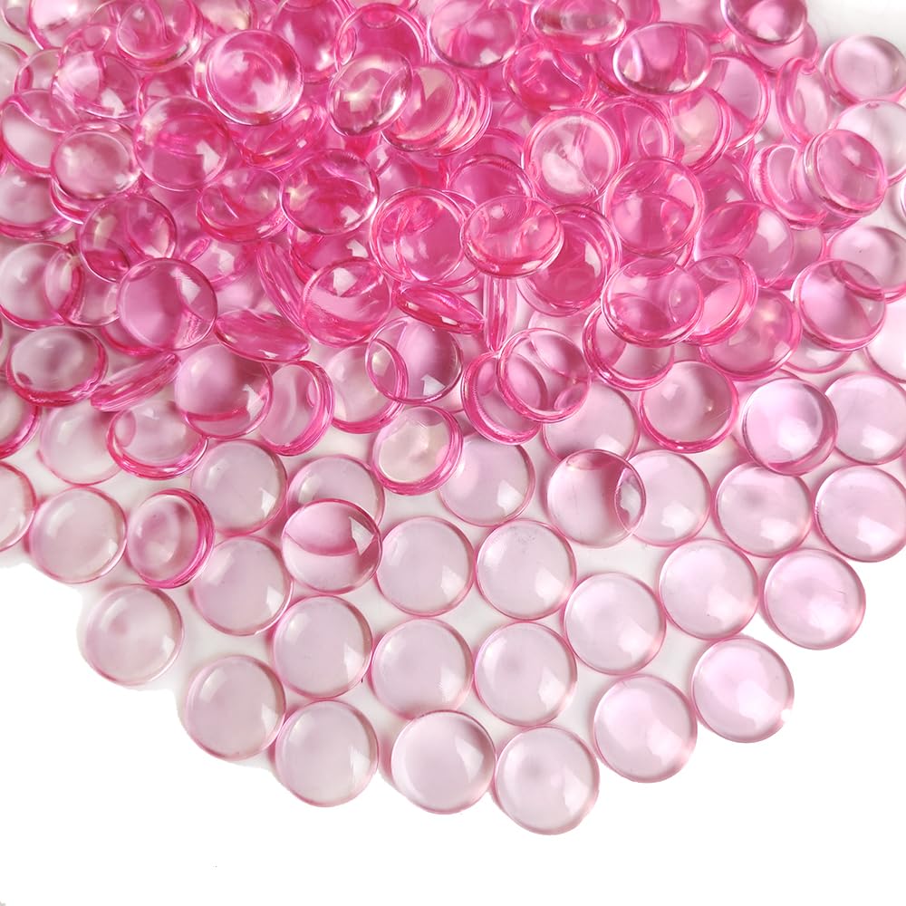 Bright Pink Easter Spring Wedding Centerpieces Party Decor 630 PCS 0.6 Inch Acrylic Flat Marbles Vase Fillers Gems Cabochons Dome Tiles,Crafts,Photo