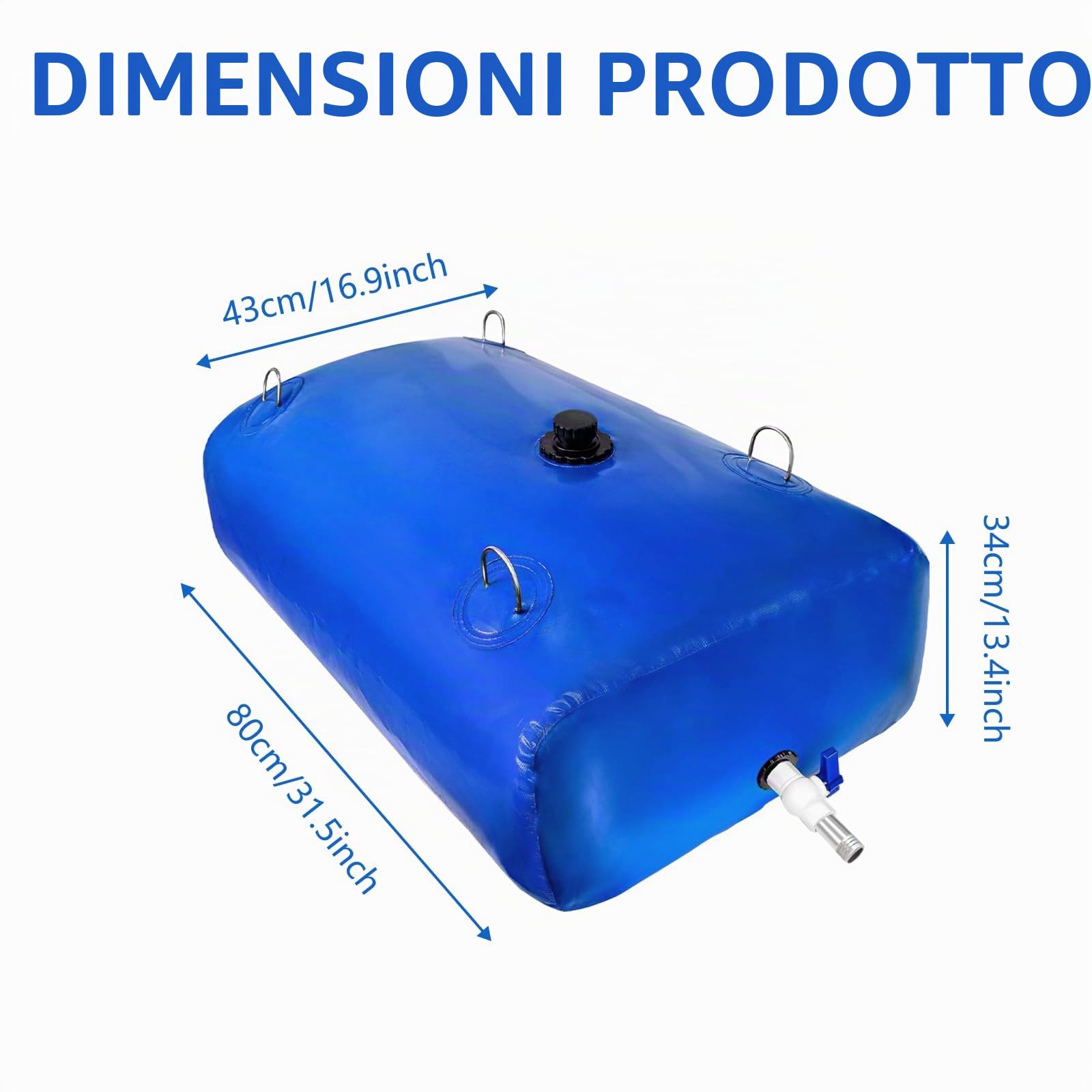 Sacca di Stoccaggio dell'Acqua da 110 L, Serbatoio Acqua per Camper, Serbatoio d'Acqua Pieghevole Borsa, Bidone Acqua con Rubinetto, per L'Irrigazione di Emergenza del Giardino Acquatico