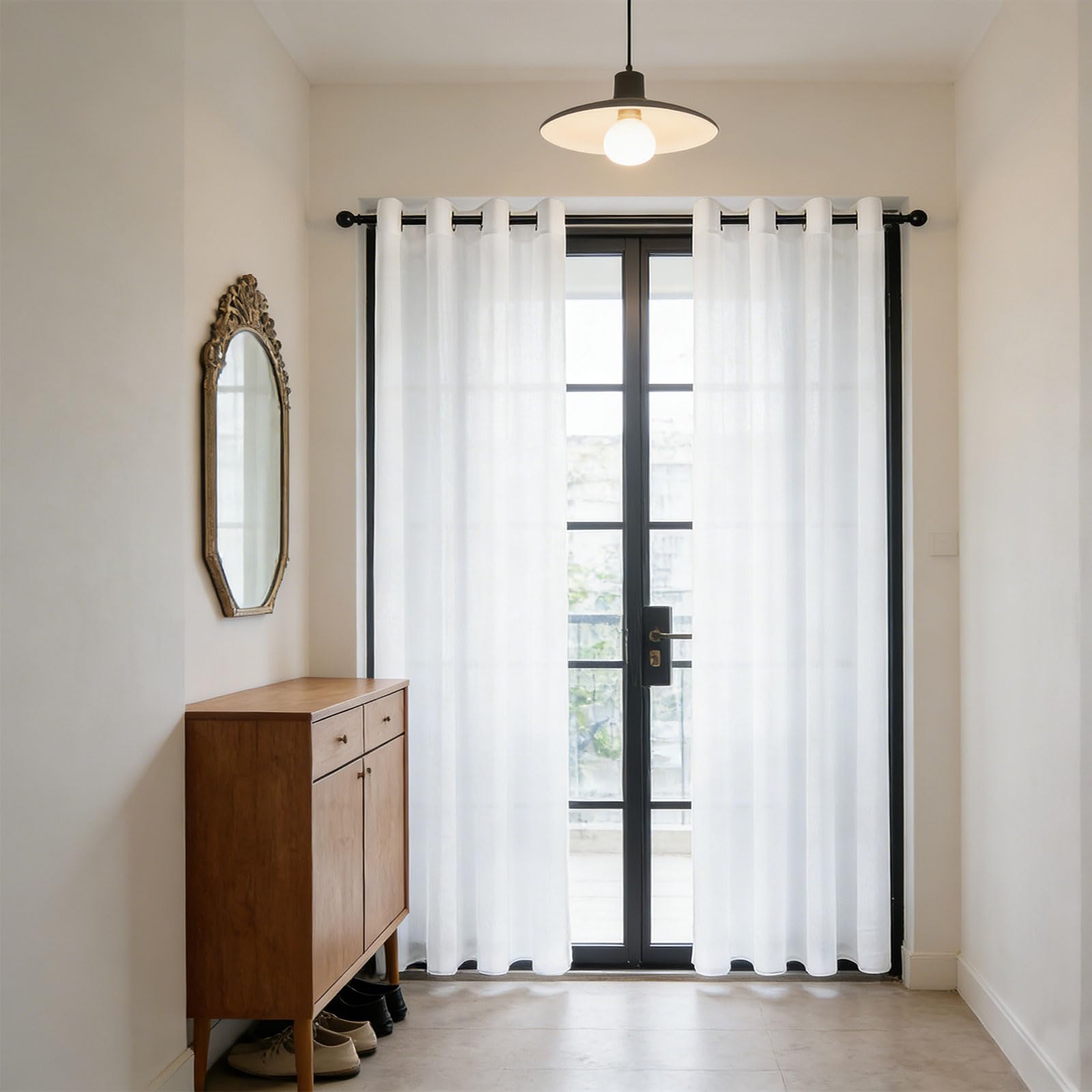 GUOJUN Gardinen Vorhänge mit Ösen 110 x 245 cm mit Ösen, Modern Und Langlebig Halbtransparent Gardine für Wohnzimmer Schlafzimmer, Weiß