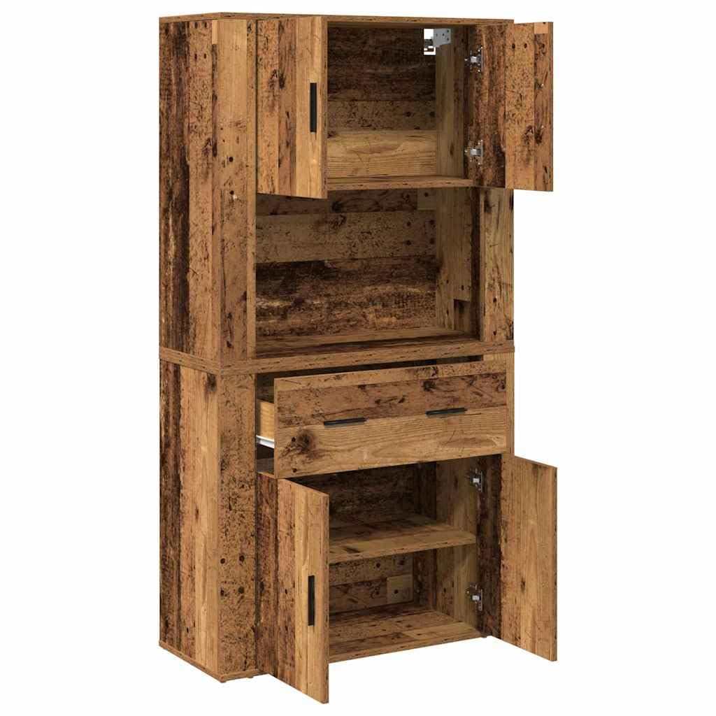 vidaXL Haut de Buffet Bois Ancien 80 x 33 x 150 cm Bois d'ingénierie, Rangement pour Salle à Manger, Meuble Moderne rectangulaire, Bois d'ingénierie, Buffet Pratique avec Grands Compartiments
