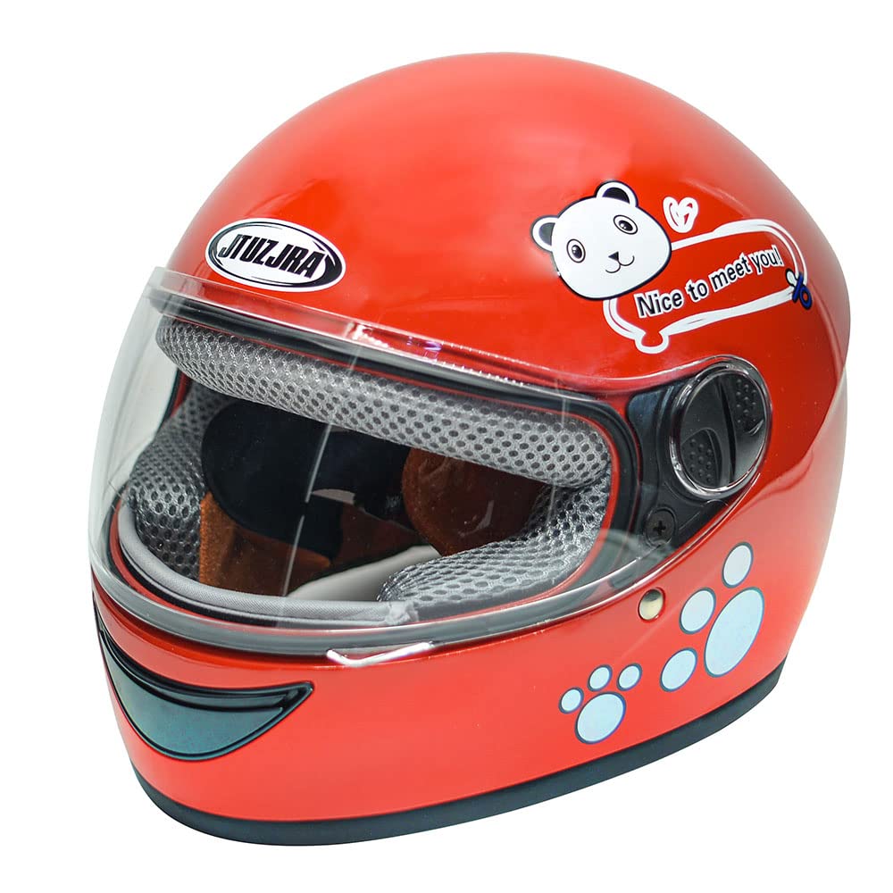 Casco De Motocicleta De La Infancia, Ciclomotor para Muchachos Niños De Childs, 3 Colores Deseo Choice (Red)