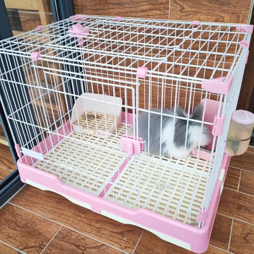 Indoor Kaninchenkäfig auf Rädern mit unterer Schublade Design, einfache Reinigung, 2 Türen, verstärkte Schnalle für kleine Haustiere