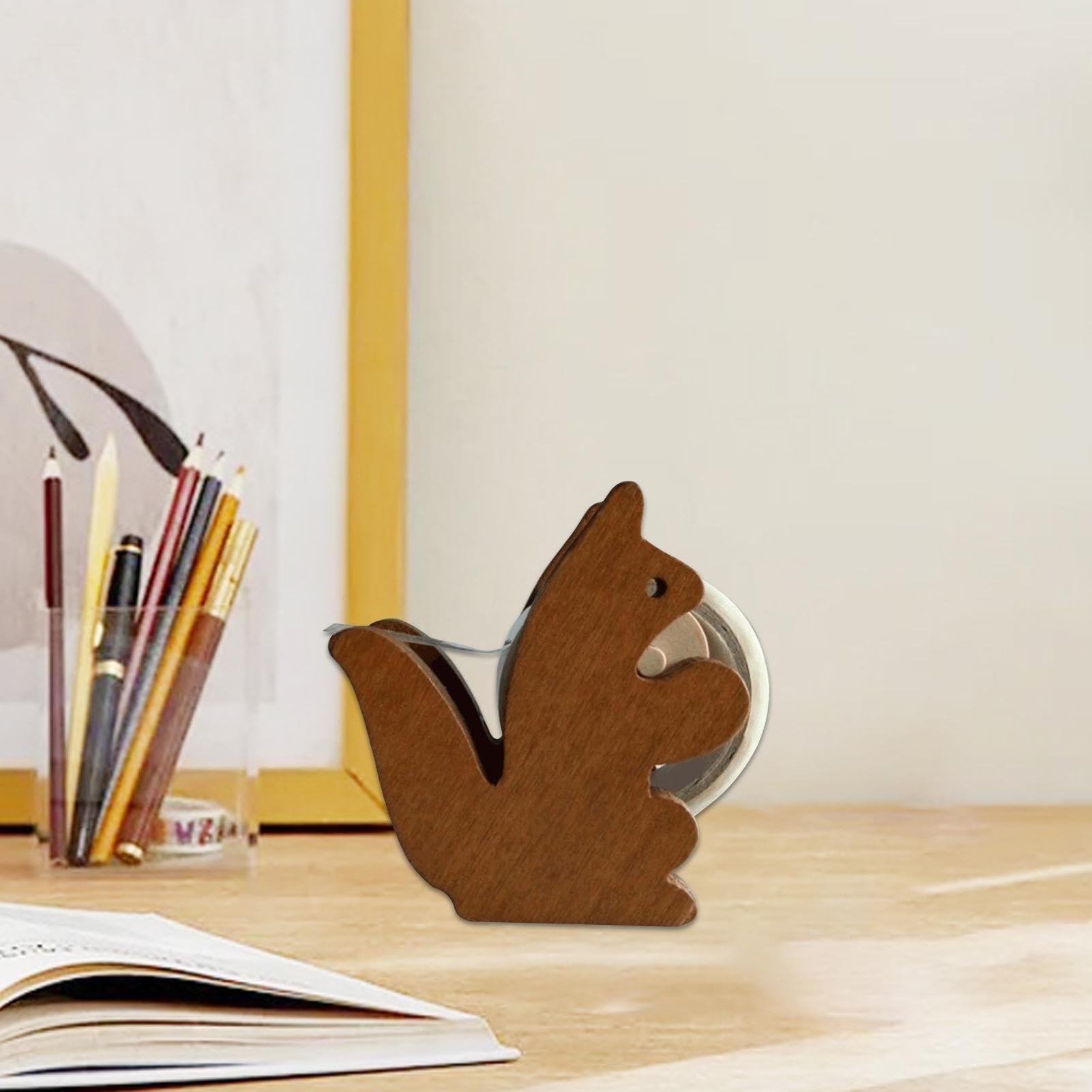 Amazon.co.jp: リスのテープディスペンサー | かわいい木製のリスの 