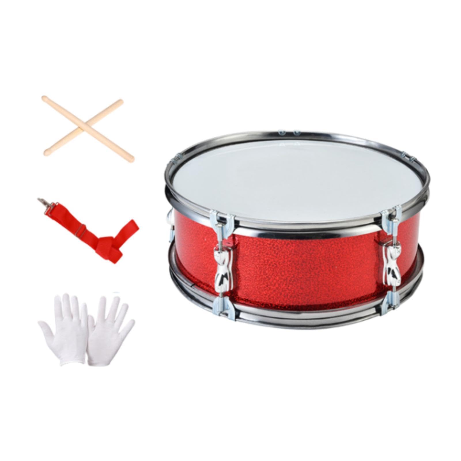 Generic Snare Drum de Percusión para Estudiantes Incluye Tambor Correa Ajustable Baquetas Y Guantes Fabricados en Acero Inoxidable Y Poliéster Adecuado para F, Spring Drum 14in