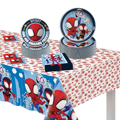 Party City Officially Licensed Marvel Spidey & His Amazing Friends Pre-K/Kindergarten Tableware Kit for 8