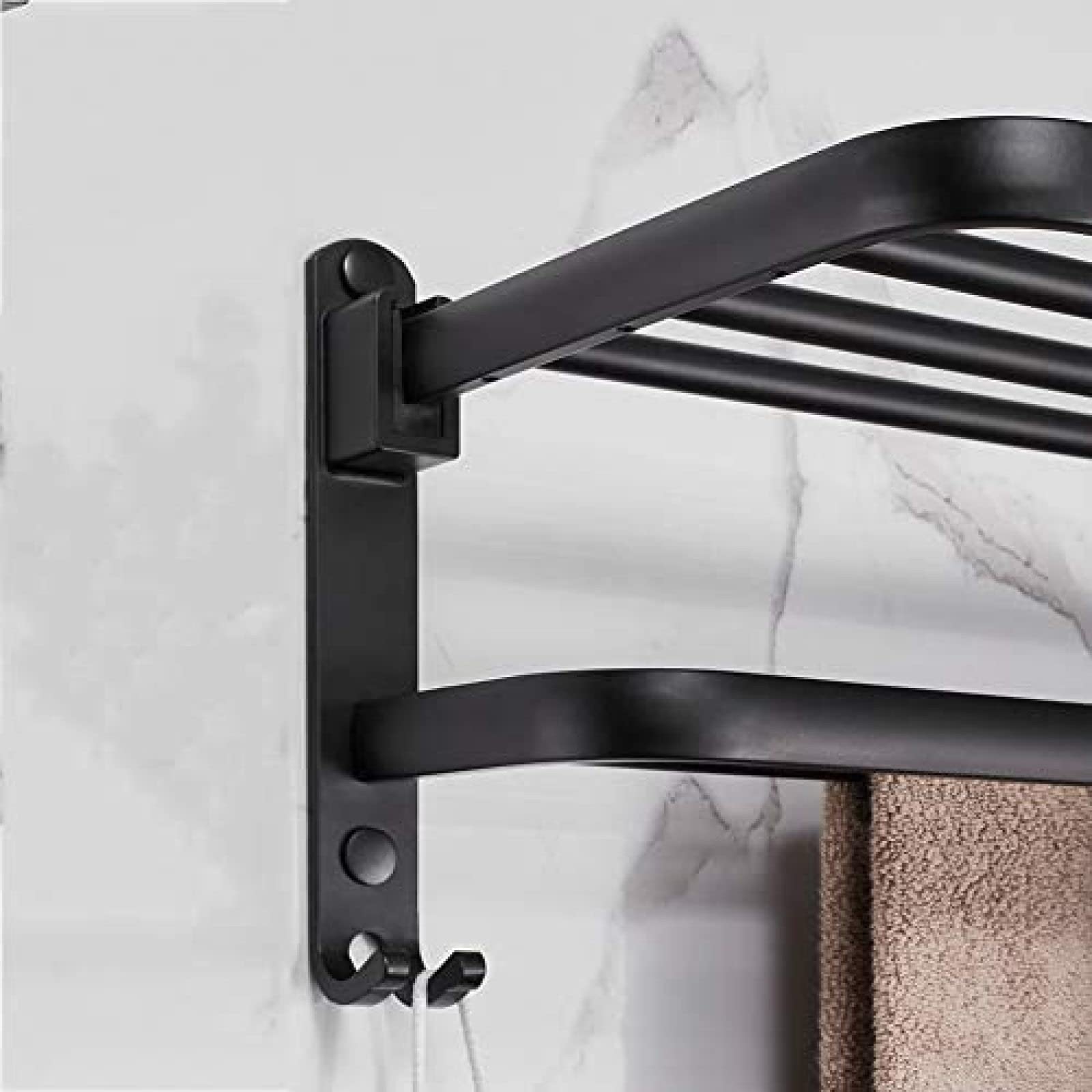 Porte-serviettes mural de salle de bain noir pliable pour une routine zen