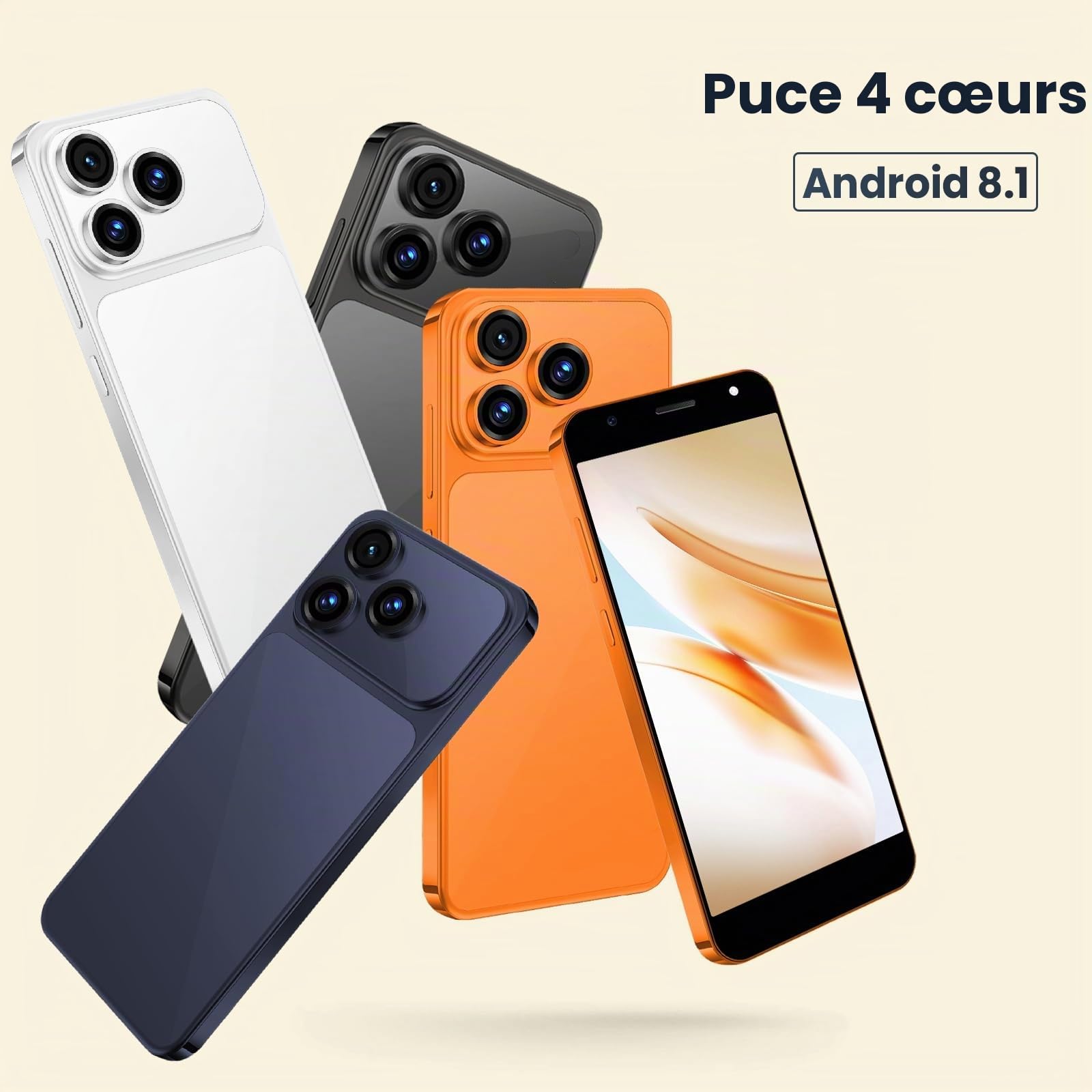 Déverrouillez votre téléphone, écran de 5,0 pouces, 2 Go de RAM + 16 Go de ROM/TF 128 Go, double caméra 2 MP + 2 MP, prise en charge du réseau 4G, double SIM, convient aux débutants (bleu