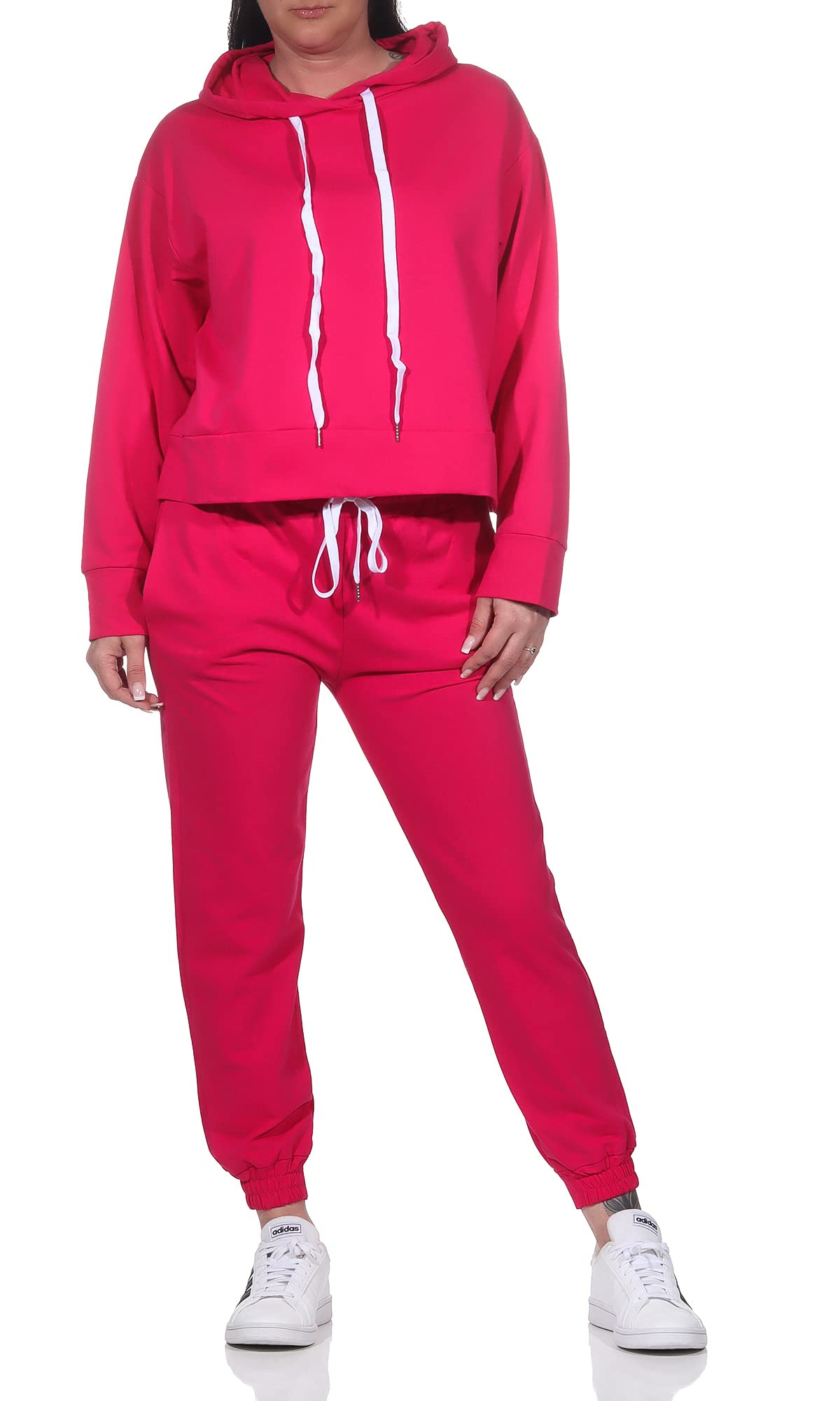 Damen Jogginganzug Zweiteiler für Freizeit und Sport Trainingsanzug Hausanzug Hoodie und Hose 83991