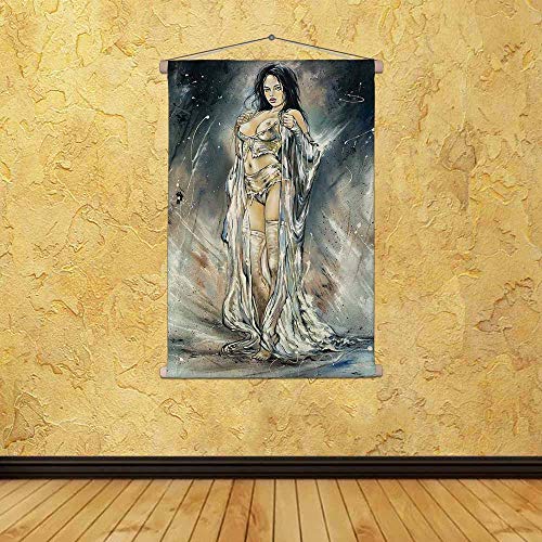 Image of ArtzFolio The Girl Vampire Satin Fabric Painting Tapestry | Scroll Art Hanging 24.2 x 34.2 inch (61 x 87 cms)