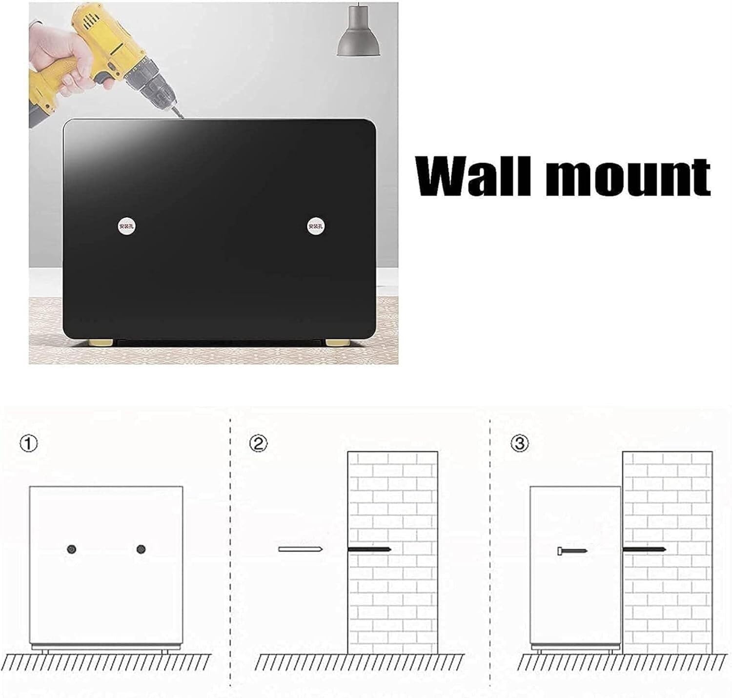 Securi Petit coffre-fort numérique en acier pour maison et bureau avec serrure à combinaison – Casier pour objets confidentiels (30 cm de hauteur)