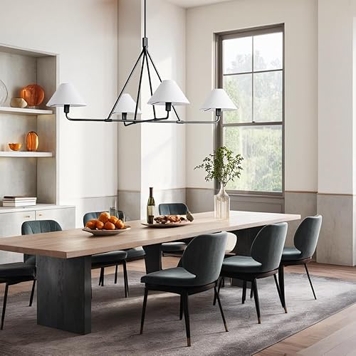 Miniatura 8 de Lámpara de araña de lino Beatrix - Cortinas de lino, 46.25 dia. x 30 h (negro mate)